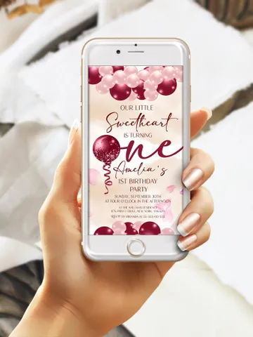 Valentine 1st Birthday Invitation Sweetheart 1st Birthday Sweet Treats Baby Birthday Invitation; Valentines Day Party $12.78