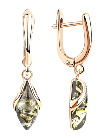 Earrings with natural green amber made of 925 silver $89.00
