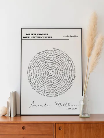 Record Lyrics Print - Wedding Song Poster, Anniversary Gift, Personalized Song, Record Wedding Song, Custom Gift p1 $28.99