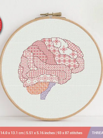 Human Body Brain Cross stitch pattern Blackwork| Embroidery Pattern | Instant Download | Embroidery Designs $5.37