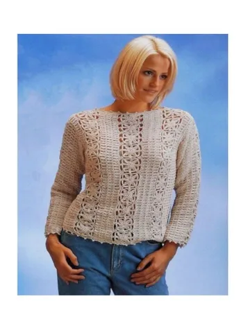 Sweater crochet, summer sweater, pullover crochet women ladies sweater pdf instant download $6.68