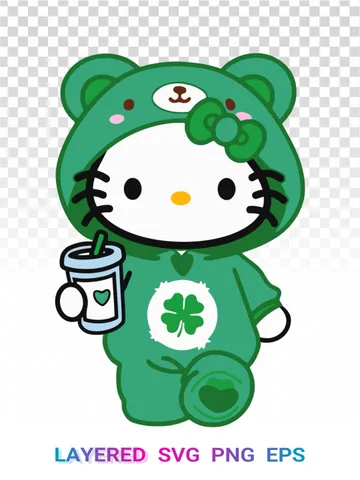Hello Kitty Good Luck 🍀 Bear PNG, Care Bears Sanrio SVG