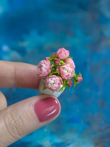 MINIATURE peonies in a ceramic pot | Dollhouse miniatures $60.00