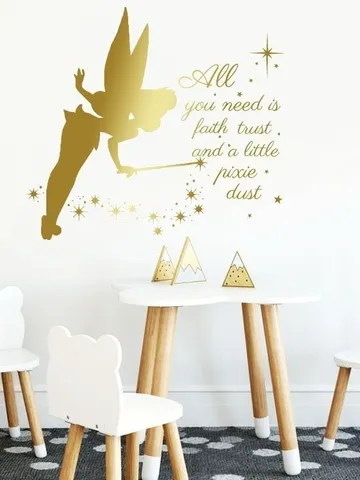 Tinkerbell Wall Decal, Peter Pan Wall Decal, Peter Pan Quote Wall Decal, Peter Pan Wall Sticker, Disney Decal, Stars Decal rta1895 $23.99
