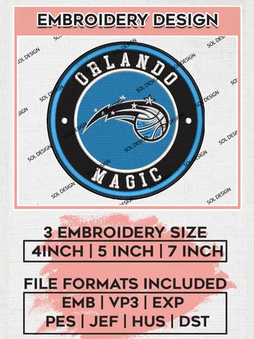 Orlando Magic NBA Basketball Team Logo Embroidery Design, NBA Orlando Magic Logo Embroidery Files, Basketball Team Machine Embroidery, Machine Embroidery Design