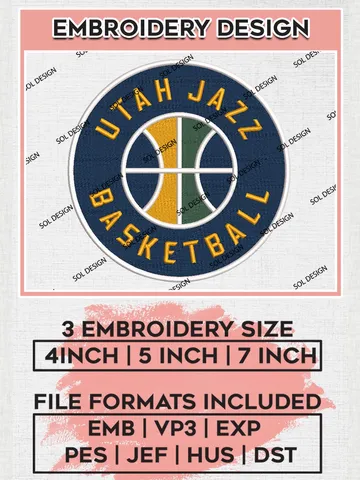 Utah Jazz Machine Embroidery Designs, NBA Embroidery Designs, Utah jazz Embroidery Designs, NBA Machine Embroidery Designs, Digital Download $6.99