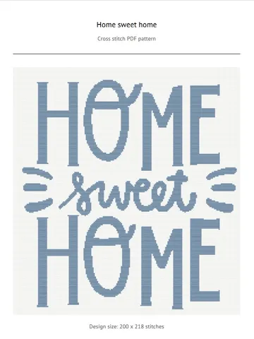 Home sweet home cross stitch pattern, One color embroidery, Instant download, Digital PDF $4.00