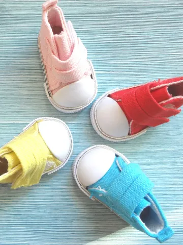 Blue textile shoes for Wellie Wisher Doll – 4.5cm sole length - Or any other doll – Christmas gift idea $15.40