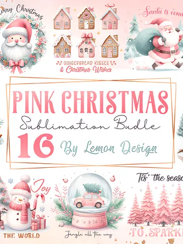 Pink Christmas PNG Sublimation Bundle