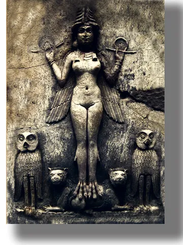 Queen of the night. The Burney Relief. Illustration of the demoness Lilith. $21.00