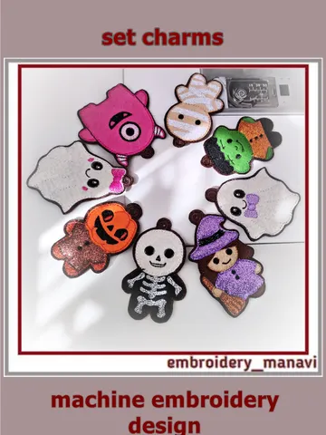 Spooky Cute Monsters – Halloween ITH Felt Charm Set from Embroidery Manavi 05 $16.00