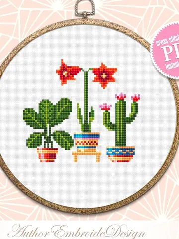 Potted house plants cross stitch pattern PDF download Floral cross stitch chart, Easy small cross stitch sampler, Plant lover gift #P17 $3.20