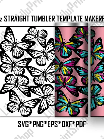 Butterfly tumbler template svg for 30oz straight Makerflo tumbler Tangram skinny tumbler cut file digital instant download $4.21