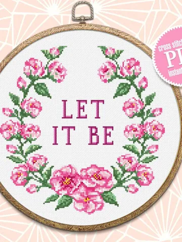 Framed quote cross stitch pattern Let it be download PDF Flower wreath cross stitch chart, Funny cross stitch Home decor, Flower sakura #Q29 $4.20