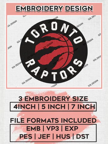 NBA Toronto Raptors Logo Embroidery Design, NBA Toronto Raptors Machine Embroidery Files, NBA Machine Embroidery Design, Machine Embroidery Design, Digital Download $6.99