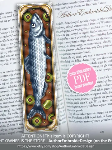 Sardine bookmark cross stitch pattern PDF download Canned sardine with olives cross stitch chart, Funny bookmark pattern digital PDF #B438 $4.40