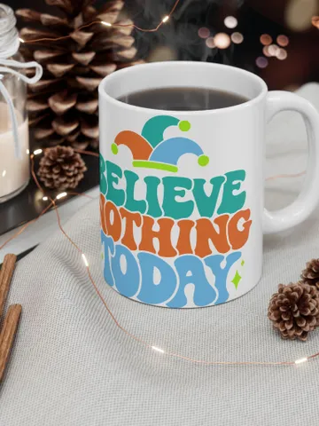 Quirky Design Mug for April Fool's Day, Funny Ceramic Mug, Unique Gift for Friends, Perfect Office Decor $11.13