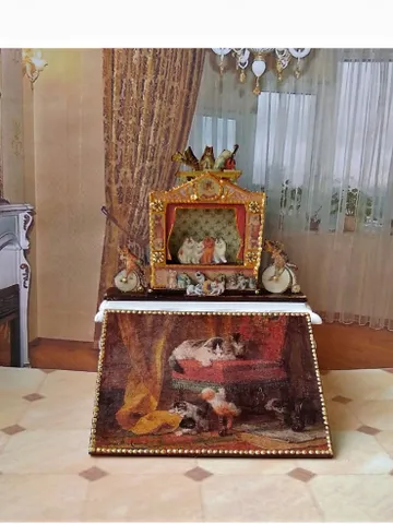 Miniature theater of cats.1:12 scale. $45.00