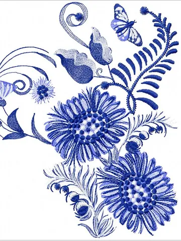 Delft chamomile Embroidery Design $7.00