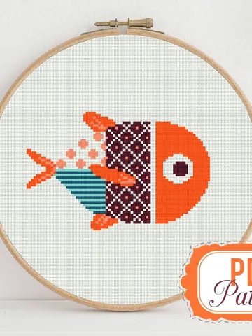 Cross stitch pattern Magic Fish Cross stitch pattern Ornament Geometry Orange PDF Format Instant Download Home decor Modern $4.74