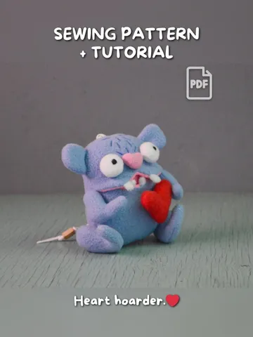 Fleece Plush Toy Pattern – Softie Bear with Heart PDF Tutorial $10.00