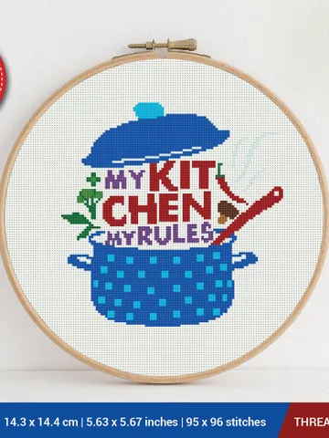 My kitchen My rules Cross stitch pattern | Embroidery Pattern | Instant Download | Embroidery Designs $5.94