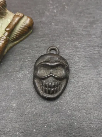 Gandhanra Handmade Skull Citipati Amulet,Smasana Adhipati Pendant,Bhairava Mask,Made of Thokcha,30 years old $59.99