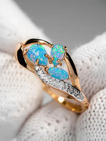 Ring Silver gold plated 925 assay value with opal $89.00