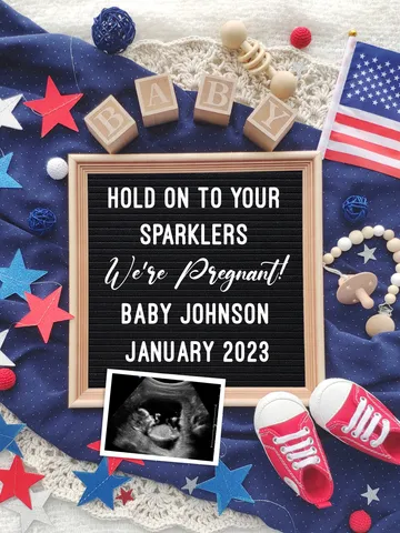 4th of July Baby Announcement Digital Pregnancy Announcement, USA Pregnancy Announcement Editable Digital Template $7.00