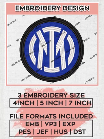 Inter Milan Embroidery Design Files, Serie A Embroidery files, Serie A Internazionale Teams, Football, Digital Download