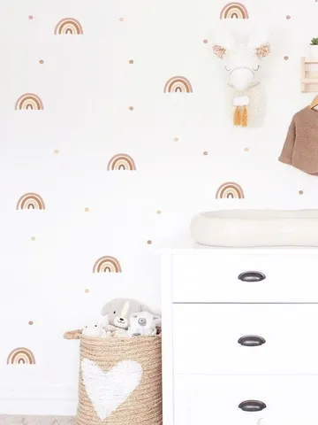 Tiny Boho Muted Rainbow Wall Decals and dots h60 $38.99