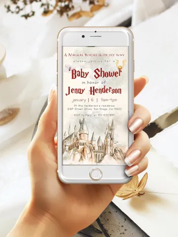 Wizard Baby Shower Digital Invite; Magic School Baby Schower mobile Invite template; Magical Digital Baby Shower Invite; Baby shower canva $11.62