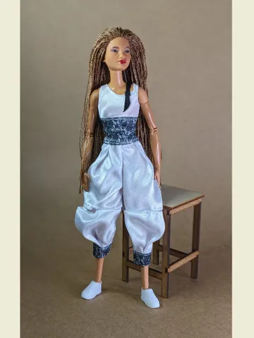 Handmade white & black floral print sports set for 1/6 scale fashion female dolls $21.00
