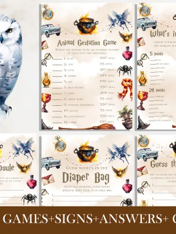 Wizarding World Baby Shower Games; Magic School Baby Shower Games; Printable Wizarding World Baby Shower Party Games; wf55 $11.62