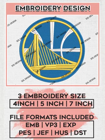 Golden State Warriors Embroidery Designs, NBA Logo Embroidery Files, Machine Embroidery Pattern, NBA Logo Machine Embroidery, NBA Embroidery Design, Digital Download $6.99
