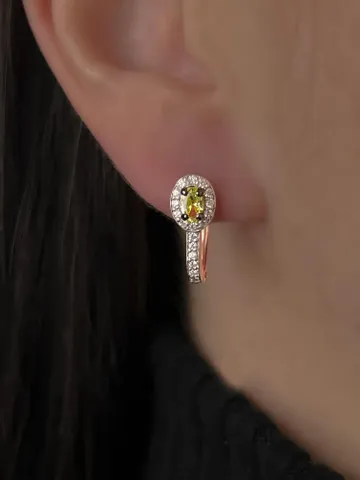 Earrings Silver gold plated 925 assay value with citrine and cubic zirconia $89.00
