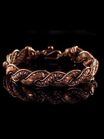 Woven copper wire bracelet Antique style handcrafted copper jewelry Unique gift $70.00