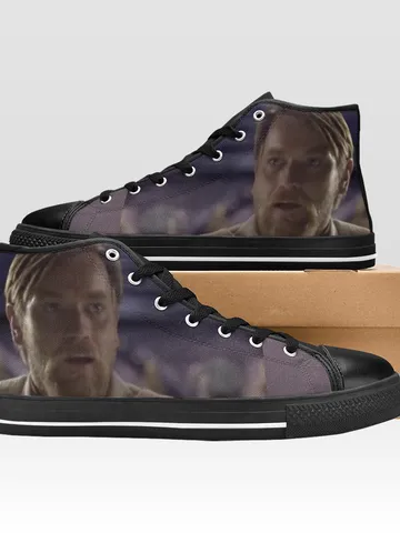 Hello There Shoes, Obi-Wan Kenobi, High-Top Sneakers, Handmade Footwear $59.97