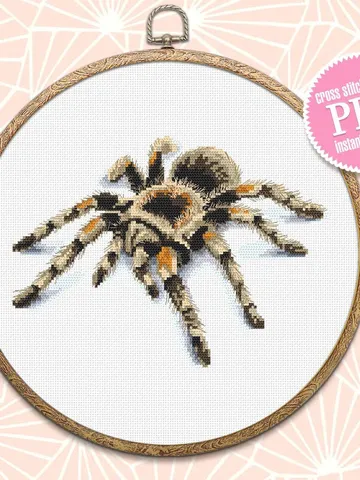 Tarantula spider cross stitch pattern download PDF Spooky animal cross stitch chart, 3d spider embroidery PDF, Horror tarantula pattern #D10 $4.60