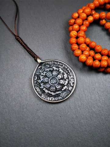 Gandhanra Vintage Tibetan Buddhist Calendar Badge,Melong Mirror, SIPAHO Amulet,made of Lima Brass, 1.77" $45.99