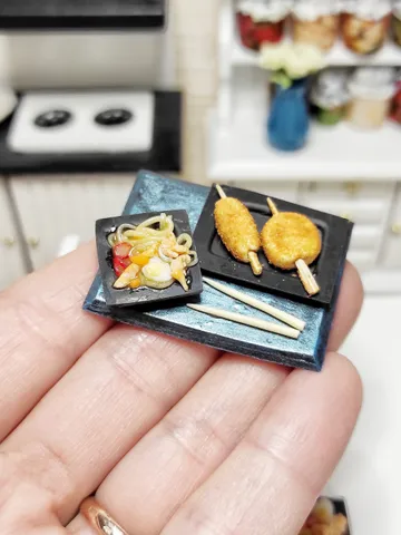 Japanese noodles, Realistic ramen, Japanase, ramen, Kushikatsu, miniature food, food for dolls, dollhouse miniature $21.00