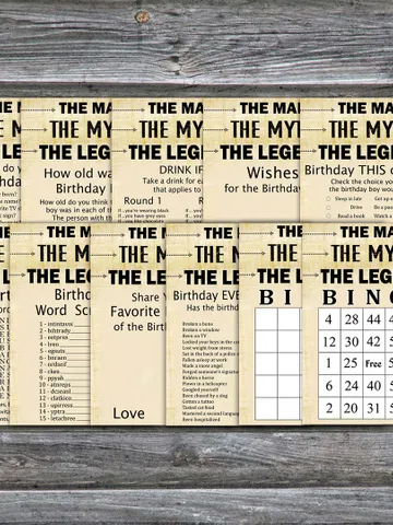 Birthday Games for Him Bundle,The man The myth The legend Adult birthday games bundle,Printable Birthday Games for Him $5.95