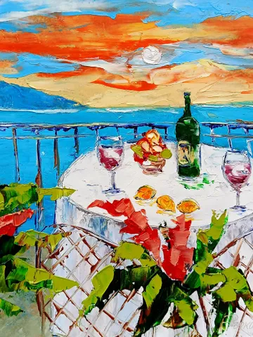 Sorrento Amalfi Coast oil painting italian Sea Original Painting Modern Art Sunset Seascape Sorrento itali Wall Art by ArtProkopaloSv $120.00
