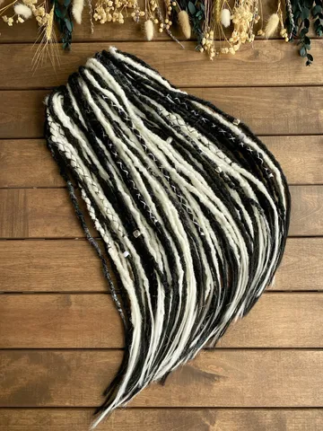 Gothic Black and White synthetic crochet De dreadlocks, Ready to ship $250.00