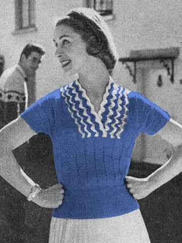 Vintage Knitting Pattern 48 Lace-Yoke Jumper Women $2.50