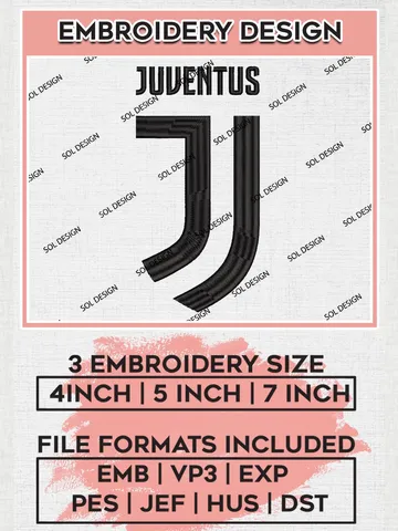 Juventus Logo Machine Embroidery Designs, Serie A Embroidery files, Serie A Juventus Teams, Football, Digital Download $6.99