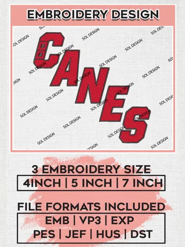 Carolina NHL Team Wordmark Logo Embroidery Design, NHL Carolina Hurricanes Logo Embroidery Files, Hockey Team Machine Embroidery, Machine Embroidery Design $6.99