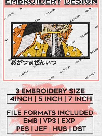 Zenitsu sword embroidery design, Zenitsu embroidery, Anime design, Embroidery shirt, Embroidery file, Digital download EMB_ANIME_137 $6.99