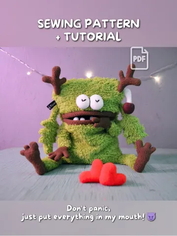 Monster Bag Sewing Pattern + PDF Tutorial with Photos | Monster Purse with Horns | Upcycled Fleece Bag Pattern $14.50