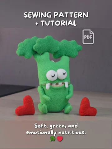 Plush Broccoli Toy Pattern – Fleece Softie PDF Tutorial $11.00